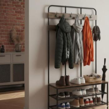 Szabadon álló ruhafogas kampókkal és polcokkal - 100 x 40 x 186 cm kép