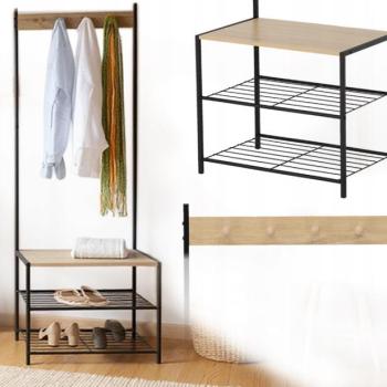 Szabadon álló ruhafogas kampókkal és polcokkal - 60 x 40 x 175 cm kép