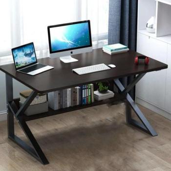 Számítógépes íróasztal polccal - fekete kép