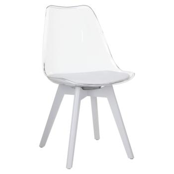 Szék, átlátszó fehér, akril/ekobőr/fehér, BALI 3 NEW kép
