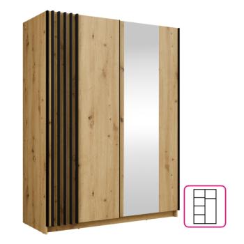 Szekrény, 2D-150, artisan tölgy/fekete, BAJADERO TYP 1 kép