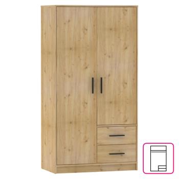 Szekrény, kétajtós, artisan tölgy, BENA 5 kép