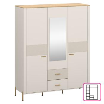 Szekrény tükörrel, kasmír/kő tölgy, RUNOL 3D2S kép