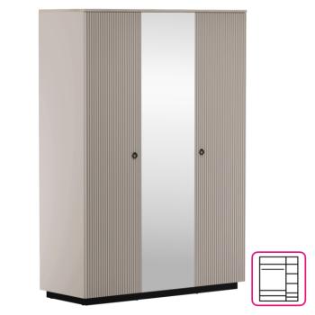 Szekrény tükörrel, szürkésbarna Taupe/silverjack tölgy, DOMCA 3D kép