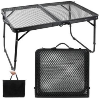 Szétnyitható fém kempingasztal tároló táskával kép