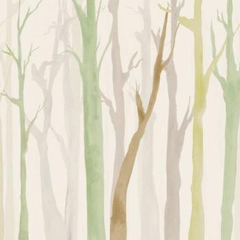 Színes fatörzseket ábrázoló tapéta, 350x250 cm, bézs - zöld - szürke - LES ARBRES kép
