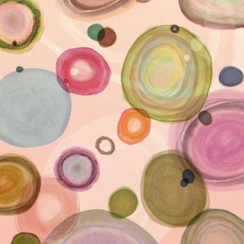 Színes körökkel mintázott tapéta, 200x250 cm, rózsaszín - narancssárga - zöld - BULLES kép