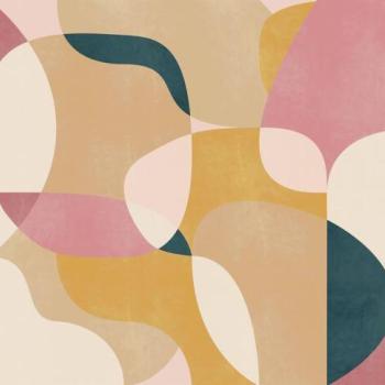 Színes mintákat ábrázoló tapéta, 350x250 cm, rózsaszín - bézs - sárga - GEOMIRO kép