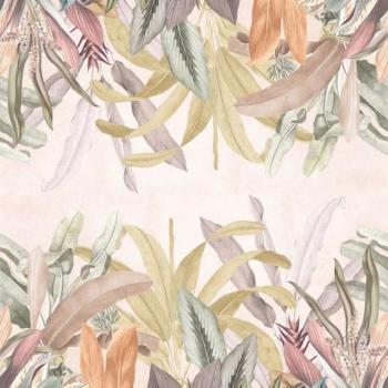 Színes trópusi leveleket ábrázoló tapéta, 200x250 cm, rózsaszín - sárga - zöld - JARDIN ENCHANTE kép