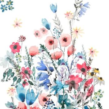 Színes virágokkal mintázott tapéta, 200x250 cm, rózsaszín - kék - zöld - DAHLIA kép