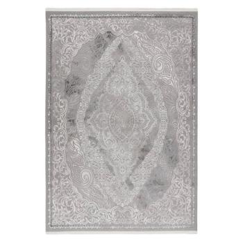 Szőnyeg, díszes mintázatú, ezüst - fehér, 80x150 cm - LOSANGO kép