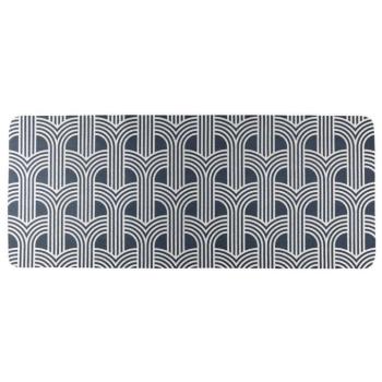 Szőnyeg, sávokkal mintázott, poliészter, sötétkék - bézs, 50x120 cm kép