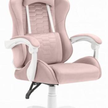 Szövet gamer szék HC-1000 - rózsaszín-fehér kép