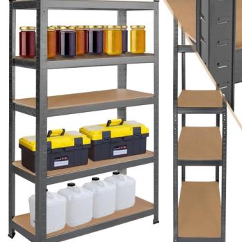 Szürke fém állvány 5 polccal 150 × 70 × 30 cm kép