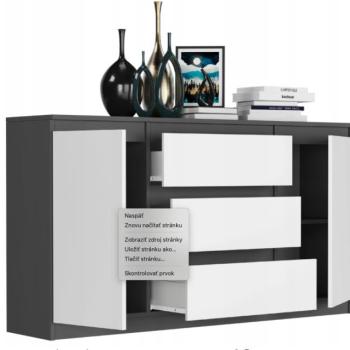 Tágas komód R-140-S3 - különböző színváltozatokban antracit mix fehér kép