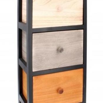 Tágas retro fa komód 3 fiókkal kép