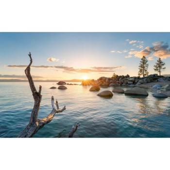 Tahoe-tó feletti naplementét ábrázoló tapéta, 450x280 cm, kék-narancssárga - TAHOE kép