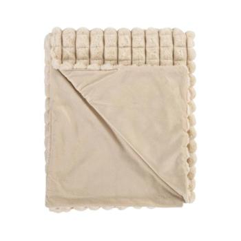 Takaró, négyzet mintás, bézs, poliészter, 150x200 cm - ETHEREA kép