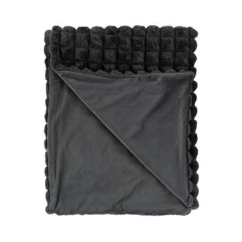 Takaró, négyzet mintás, sötétszürke, poliészter, 150x200 cm - ETHEREA kép