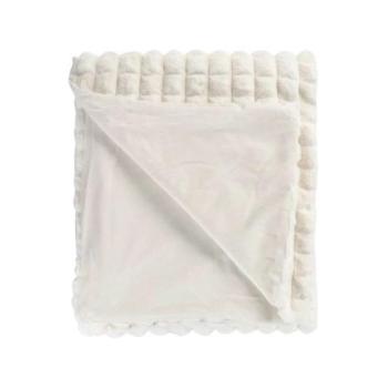 Takaró, négyzet mintás, törtfehér, poliészter, 150x200 cm - ETHEREA kép