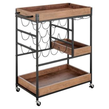 Tálalókocsi, sötét tölgy/fekete, PORTIS kép