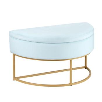 Tároló puff félkör alakú, bársony lágykék arany lábakkal - DEMILUNE kép