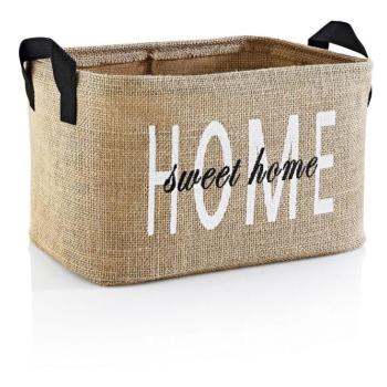 Tárolókosár, Home felirattal, szövet, bézs - HOME kép