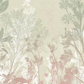 Természetet ábrázoló tapéta, pasztell színekkel, 300x250 cm, zöld - rózsaszín - FORESTIER kép