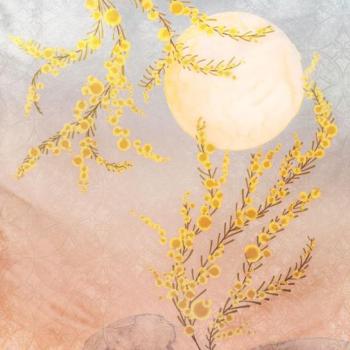 Természetet megjelenítő tapéta, halvány színekkel, 200x250 cm, narnacssárga - kék - sárga - MIDI kép