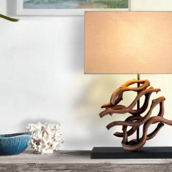 THE WAVE barna fa asztali lámpa 60cm kép