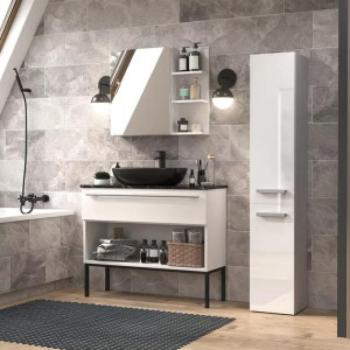 Thirassia Nel II fürdőszoba szekrény, 31x174x30 cm, fényes fehér kép