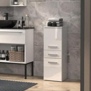 Thirassia Nel V DDS fürdőszoba szekrény, 30x85x30 cm, fényes fehér kép