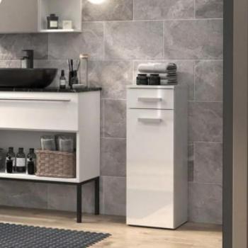 Thirassia Nel V DS fürdőszoba szekrény, 30x85x30 cm, fényes fehér kép