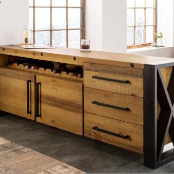 THOR barna fenyőfa tálalószekrény 195cm kép