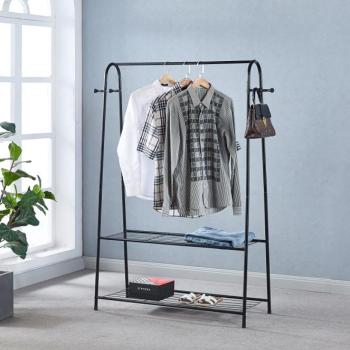 Többcélú állvány, ruhaakasztó polcokkal és kampókkal kép