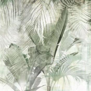 Trópusi leveleket ábrázoló tapéta, 400x250 cm, mentazöld - TROPIQUES kép