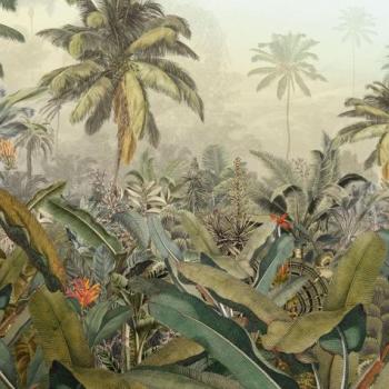 Trópusi növényeket ábrázoló tapéta, 400x280 cm, zöld - sárga - szürke - AMAZONIE kép