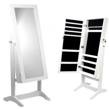 Tükrös ékszertartó szekrény 119,5 x 35 x 8,7 cm - fehér kép