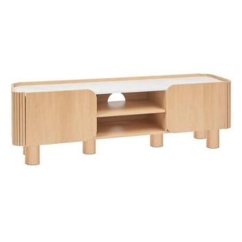 TV állvány 160 cm , 2 ajtóval, tárolórésszel, fa, márvány mintás - CUBO kép