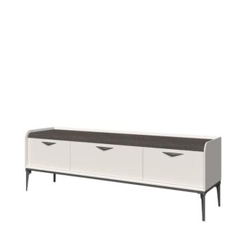 TV állvány, három fiókkal, fehér matt, 201 cm - PICADILLY kép