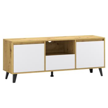 TV-asztal, artisan tölgy/fehér, BOGAN 2D1S kép