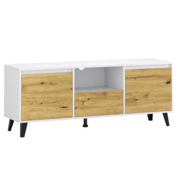 TV-asztal, fehér/artisan tölgy, BOGAN 2D1S kép