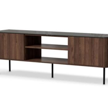 TV-szekrény, 150 cm, warmia dió / fekete márvány - MISTRAL kép