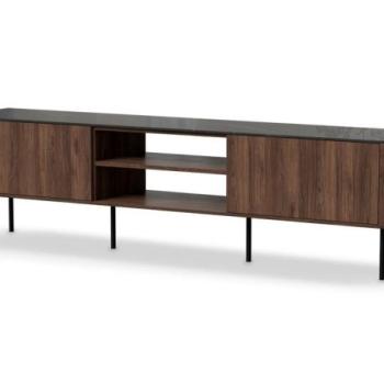 TV-szekrény, 200 cm, warmia dió / fekete márvány - MISTRAL kép