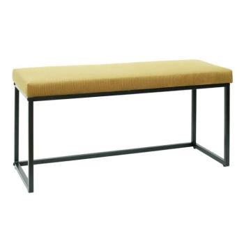 Ülőké pad, bársony fém fekete lábakkal 100x48 cm, aranysárga - PLAT kép