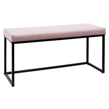 Ülőké pad, bársony fém fekete lábakkal 100x48 cm, púderrózsaszín - PLAT kép