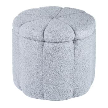 Ülőkés buklé tároló puff, szürke - ROSACE kép