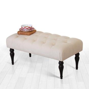 Ülőkés pad, fekete lábakkal bársony 92x43 cm, krém - SOL kép