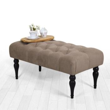 Ülőkés pad, fekete lábakkal bársony 92x43 cm, szürkésbarna - SOL kép