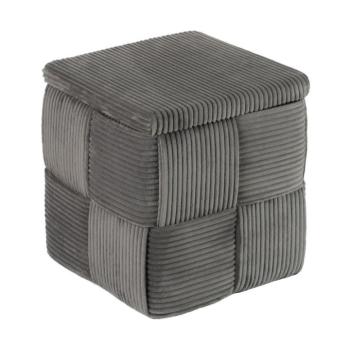 Ülőkés tároló puff, kordbársony antracit szürke - TOTEM kép